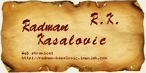 Radman Kasalović vizit kartica